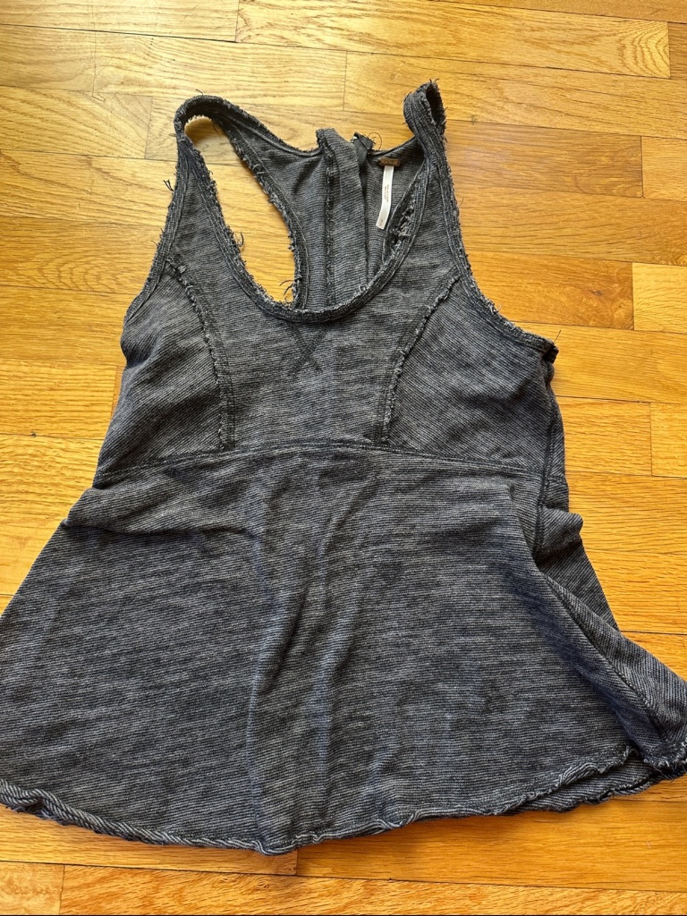 Free People Distressed Racerback Tank Top - Washed Charcoal